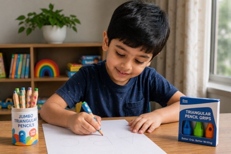 Using thick, short pencils or triangular grips
