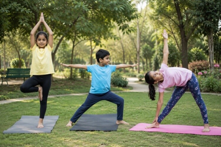 Simple yoga poses adapted for kids