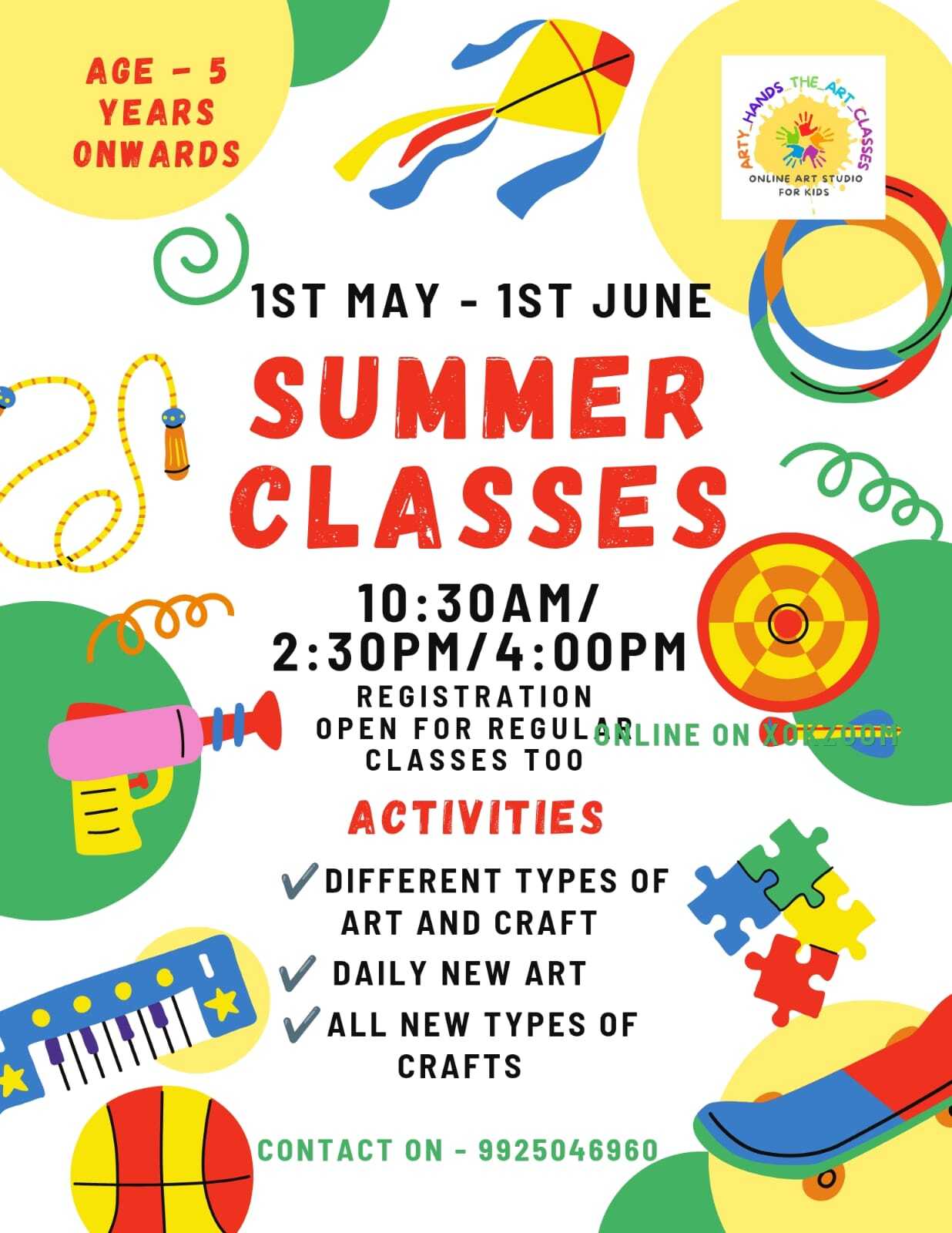 Arty hands the art classes-Summer Classes 2026
