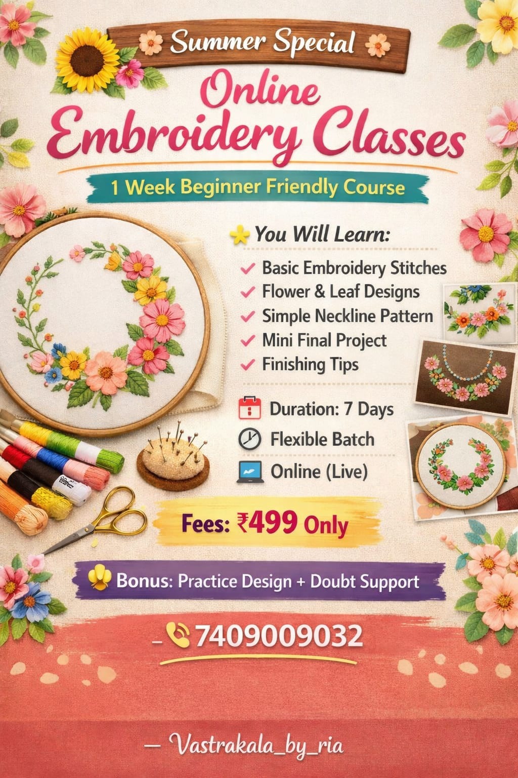 Vastrakalabyria-Summer Special Online Embroidery Classes